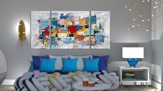 BEAUTIFUL BLUE COLOR ABSTRACT ART-112299-B