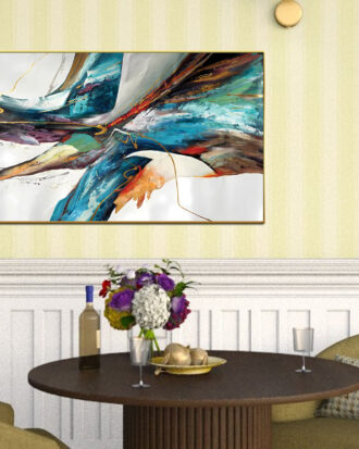 ABSTRACT ART SLEEK GOLD FINSH FRAME WITH CANVAS PRINT -113334-A