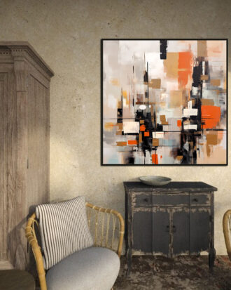 STUNNING BLACK FRAME WITH ABSTRACT ART-113352-A