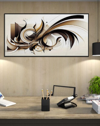 AESTHETIC ABSTRACT ART ON CANVAS WITH BLACK FRAME-113321-A
