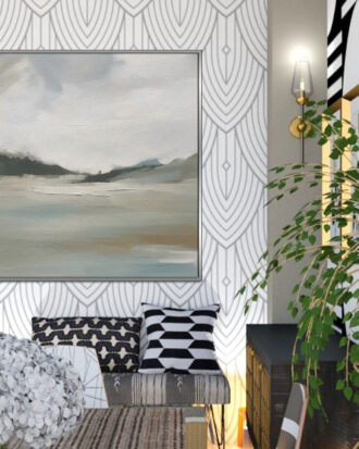 MODERN ABSTRACT ART WITH SLEEK SILVER FRAME-113367-A