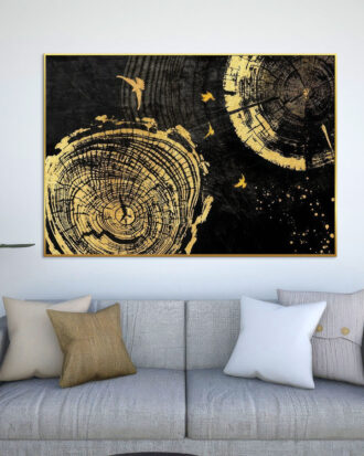 UNIQUE ABSTRACT ART WITH GOLD FRAME-113397-A