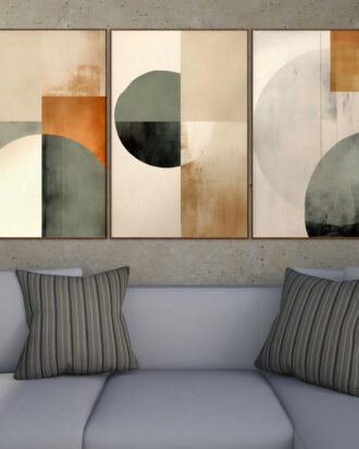 REFINED ABSTRACT ART WITH SLEEK WOOD FRAME-113398-A