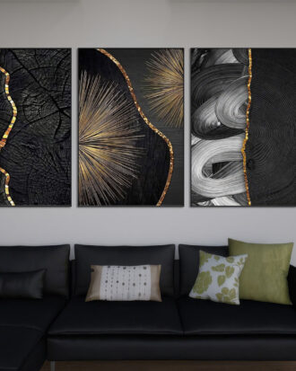UNIQUE ABSTRACT ART BLACK FRAME ON CANVAS-114416-B