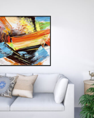 GRACEFUL ABSTRACT ART ON CANVAS BLACK FRAME-114441-A