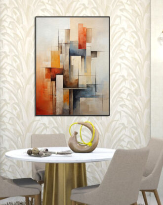 TRENDY ABSTRACT ART PRINT ON CANVAS BLACK FRAME-113379-C