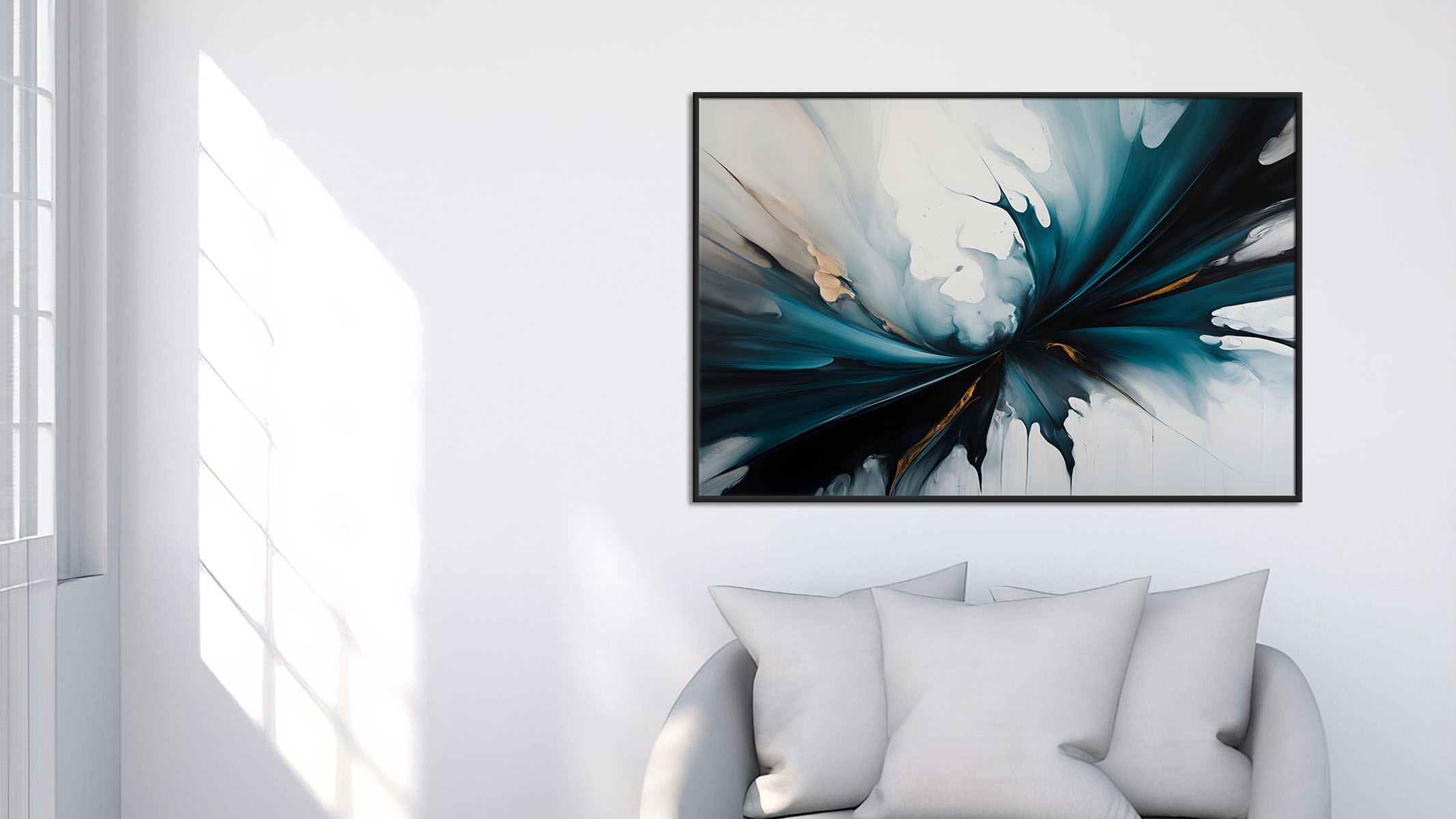 MODERN ABSTRACT ART ON CANVAS SLEEK BLACK FRAME-114434-A