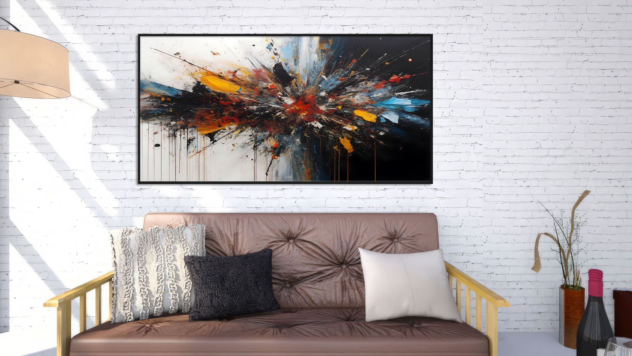 CONTEMPORARY ABSTRACT ART ON CANVAS SLEEK FRAME-114447-A