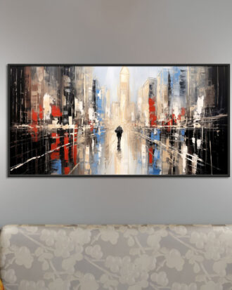 VERSATILE ABSTRACT ART ON CANVAS SLEEK BLACK FRAME-114428-B