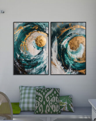 TRENDY ABSTRACT ART ON CANVAS BLACK FRAME-114464-A