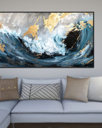 GRACEFUL ABSTRACT ART ON CANVAS BLACK FRAME-114467-A
