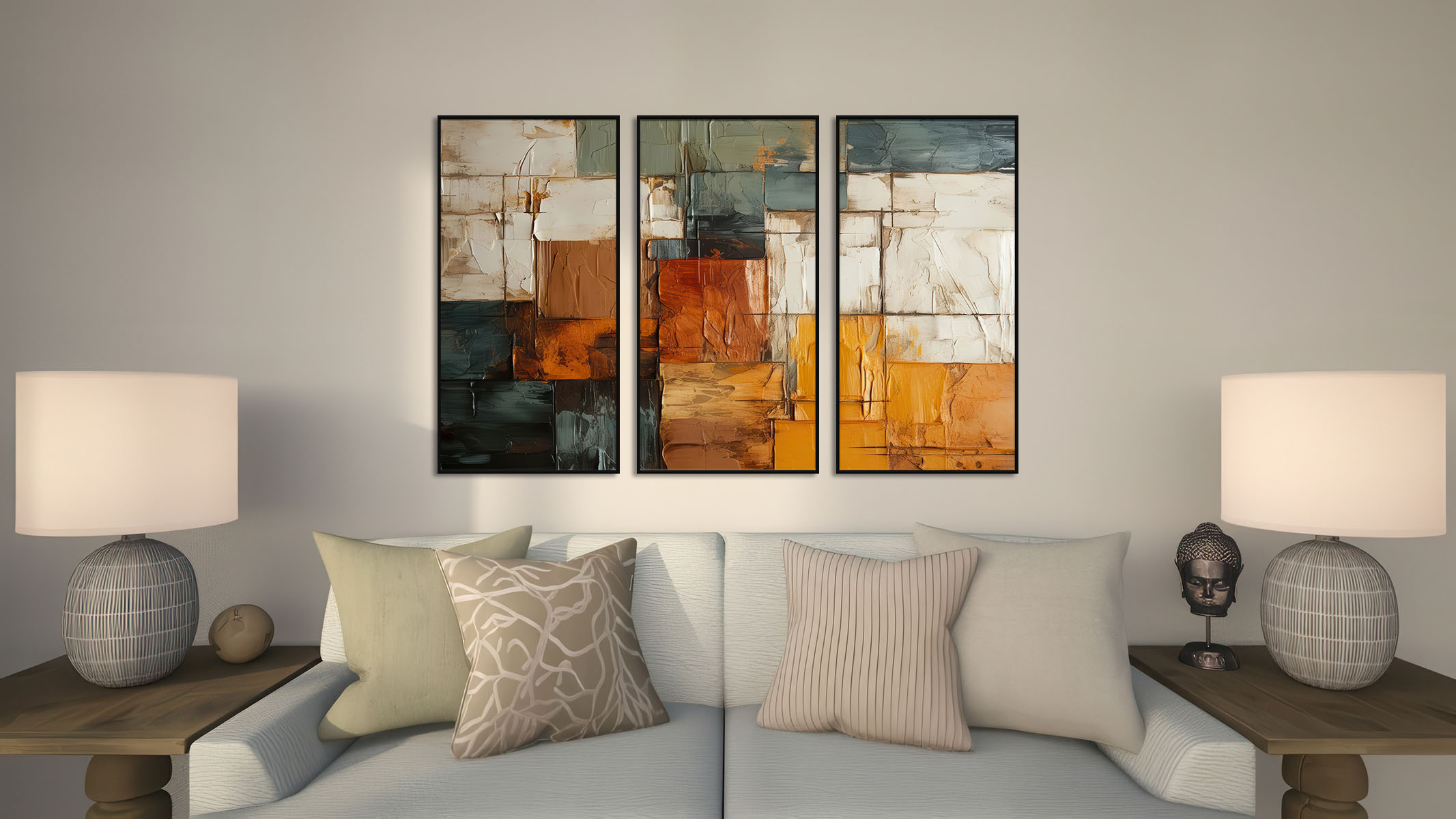 SOPHISTICATED ABSTRACT ART ON CANVAS SLEEK BLACK FRAME-114471-A