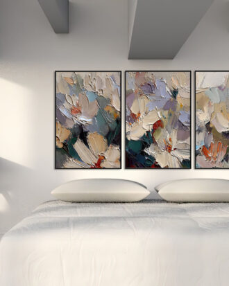 MODERN ABSTRACT ART ON CANVAS SLEEK BLACK FRAME