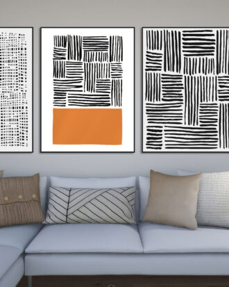 MINIMAL ABSTRACT ART CANVAS PRINT BLACK FRAME-114467-B