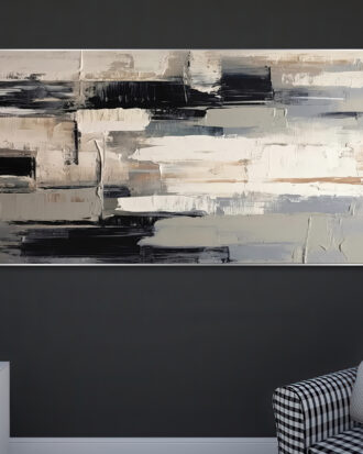 CREATIVE ABSTRACT ART ON CANVAS SILVER FRAME-114480-A