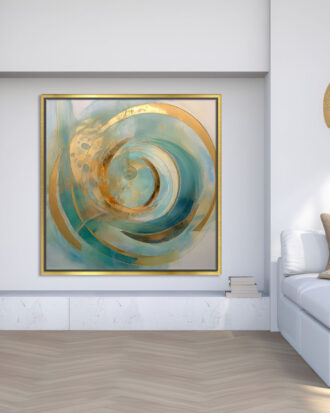 GRACEFUL ABSTRACT ART ON CANVAS GOLD FLOATING FRAME-114486-A