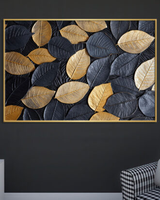 MODERN ABSTRACT ART CANVAS PRINT SLEEK GOLD FRAME-114480-B