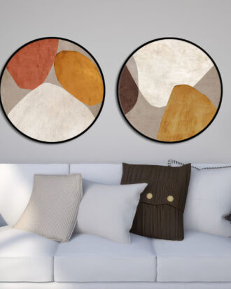 MODERN ABSTRACT CANVAS PRINT WITH BLACK ROUND FRAME-115503-A