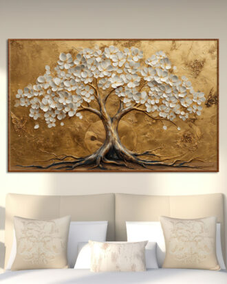 AESTHETIC ABSTRACT ART ON CANVAS SLEEK BROWN FRAME-114484-C