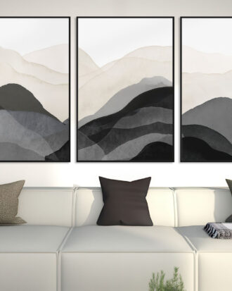 REFINED ABSTRACT ART CANVAS PRINT BLACK FRAME-115508-A