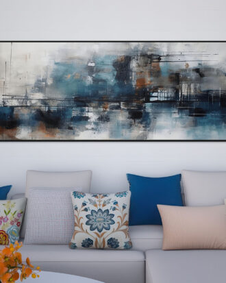 DECORATIVE ABSTRACT ART CANVAS PRINT SLEEK BLACK FRAME-115515-A