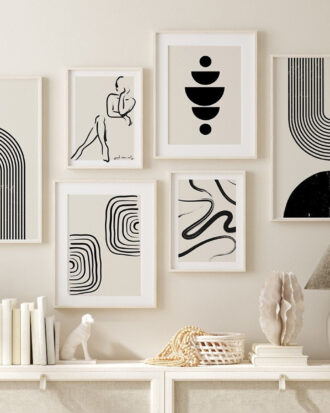 MINIMAL ABSTRACT ART ON CANVAS SET OF FRAMES-115517-A