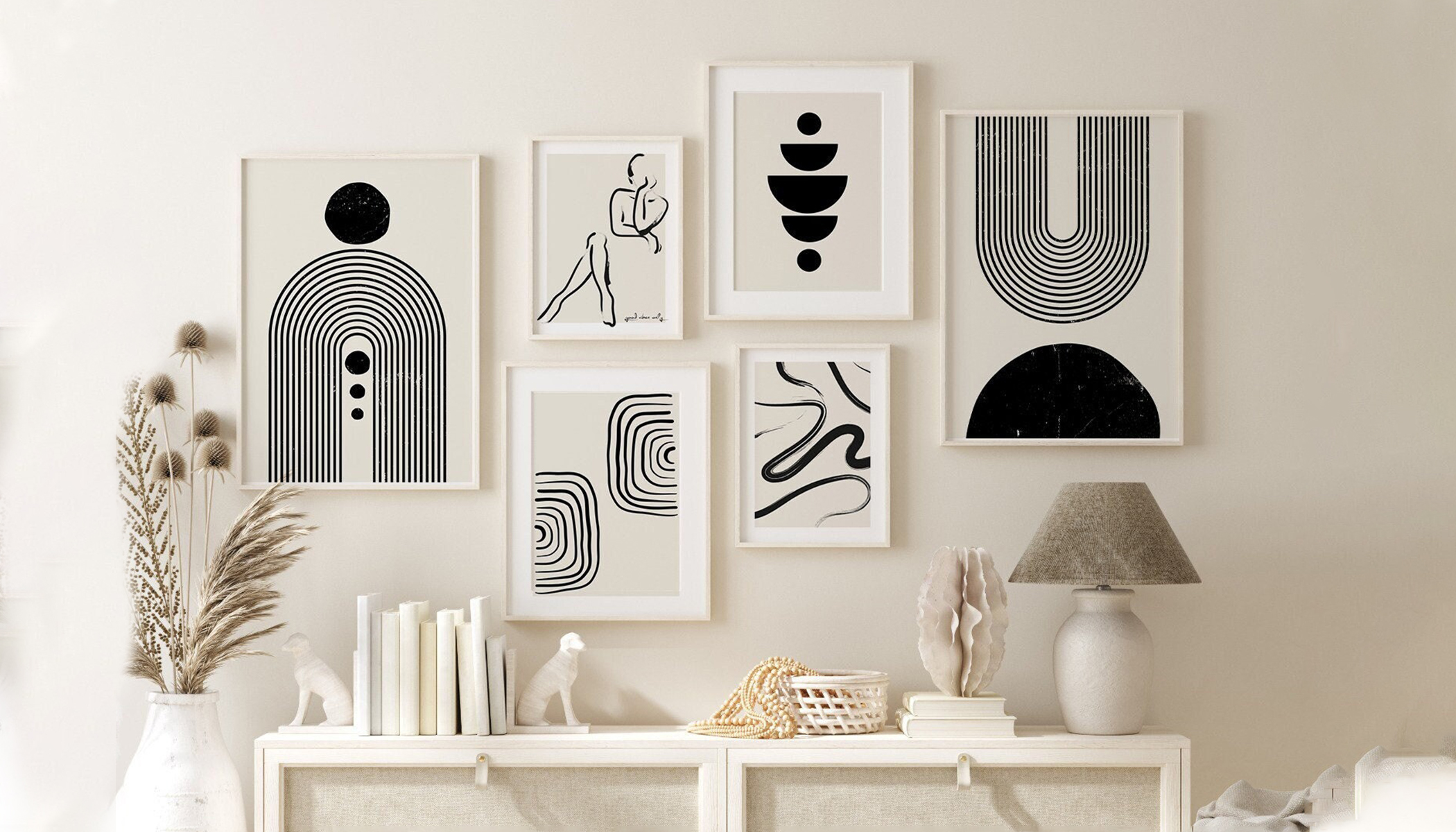 MINIMAL ABSTRACT ART ON CANVAS SET OF FRAMES-115517-A