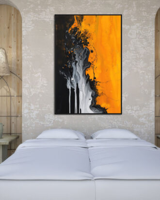 VIBRANT ABSTRACT ART CANVAS PRINT BLACK FRAME-114457-A