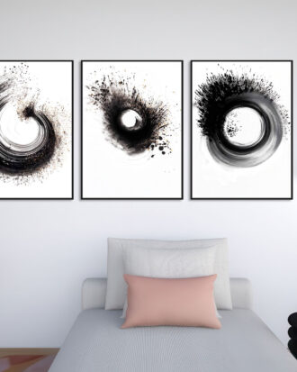 MINIMAL ABSTRACT ART ON CANVAS SLEEK BLACK FRAME-114491-A
