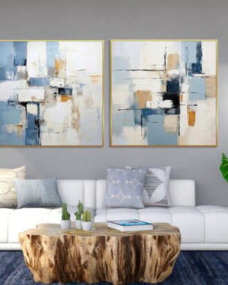 DECORATIVE ABSTRACT ART CANVAS PRINT GOLD FRAME-114497-A