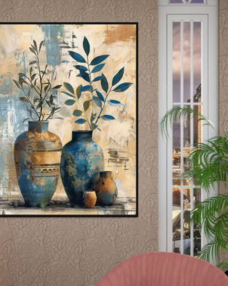CONTEMPORARY ABSTRACT ART CANVAS PRINT BLACK FRAME-115506-A