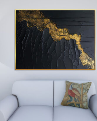 ARTISTIC ABSTRACT CANVAS PRINT SLEEK GOLD FRAME-115522-A