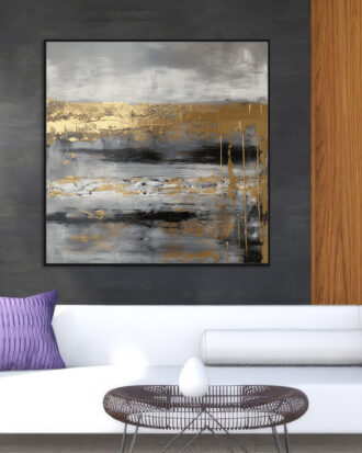 ELEGANT ABSTRACT ART ON CANVAS SLEEK BLACK FRAME-114433-B