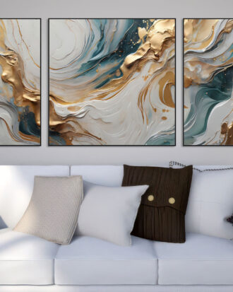 MODERN ABSTRACT ART ON CANVAS SLEEK BLACK FRAME-115503-B