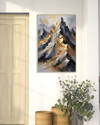 GRACEFUL ABSTRACT ART WITH WOOD FINISH FRAME-115530-A