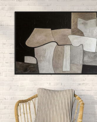 SUBTLE ABSTRACT ART ON CANVAS SLEEK BLACK FRAME-115531-A