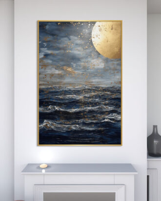DECORATIVE ABSTRACT ART CANVAS PRINT GOLD FRAME-115545-A