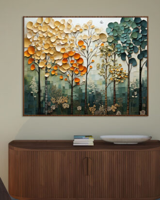 TRENDY ABSTRACT ART ON CANVAS WOOD FINISH FRAME-115548-A