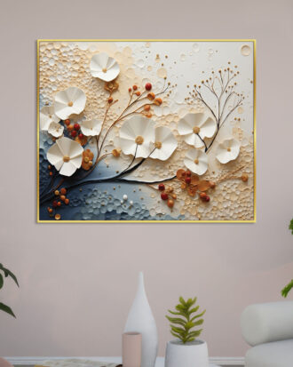 MODERN ABSTRACT ART CANVAS SLEEK GOLD FRAME-115550-A