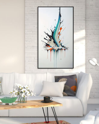 MODERN ABSTRACT ART ON CANVAS SLEEK BLACK FRAME-115518-B