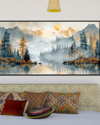 FRAMED ABSTRACT ART ON CANVAS SLEEK BLACK FRAME-115535-A