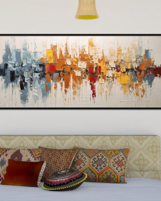 VIBRANT ABSTRACT ART ON CANVAS SLEEK BLACK FRAME-115535-B