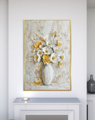 GRACEFUL ABSTRACT ART ON CANVAS GOLD FRAME-115545-B
