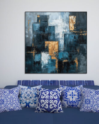 HIGH QUALITY ABSTRACT ART ON CANVAS BLACK FRAME-115570-A