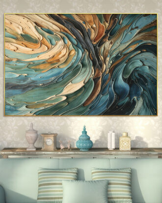 LUXURIOUS ABSTRACT ART ON CANVAS GOLD FRAME-115574-A