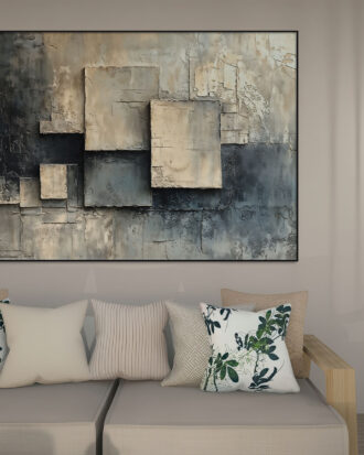 SUBTLE ABSTRACT ART ON CANVAS BLACK FINISH FRAME-115573-A