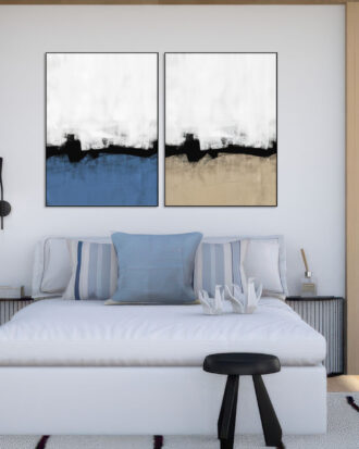 MODERN ABSTRACT ART ON CANVAS SLEEK BLACK FRAME-115580-A