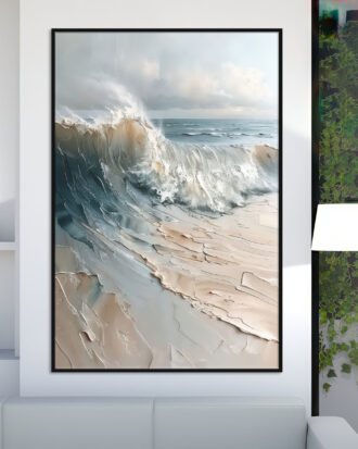 REFINED ABSTRACT ART ON CANVAS SLEEK BLACK FRAME-115582-A