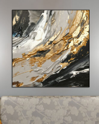 DECORATIVE ABSTRACT CANVAS PRINT SLEEK BLACK FRAME-114428-C