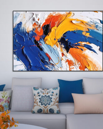 VIBRANT ABSTRACT CANVAS PRINT SLEEK BLACK FRAME-15515-B